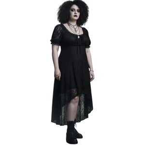 Whimsigoth Dark Romantic Womens size XXXL Emo Asymmetrical Lace Babydoll Dress